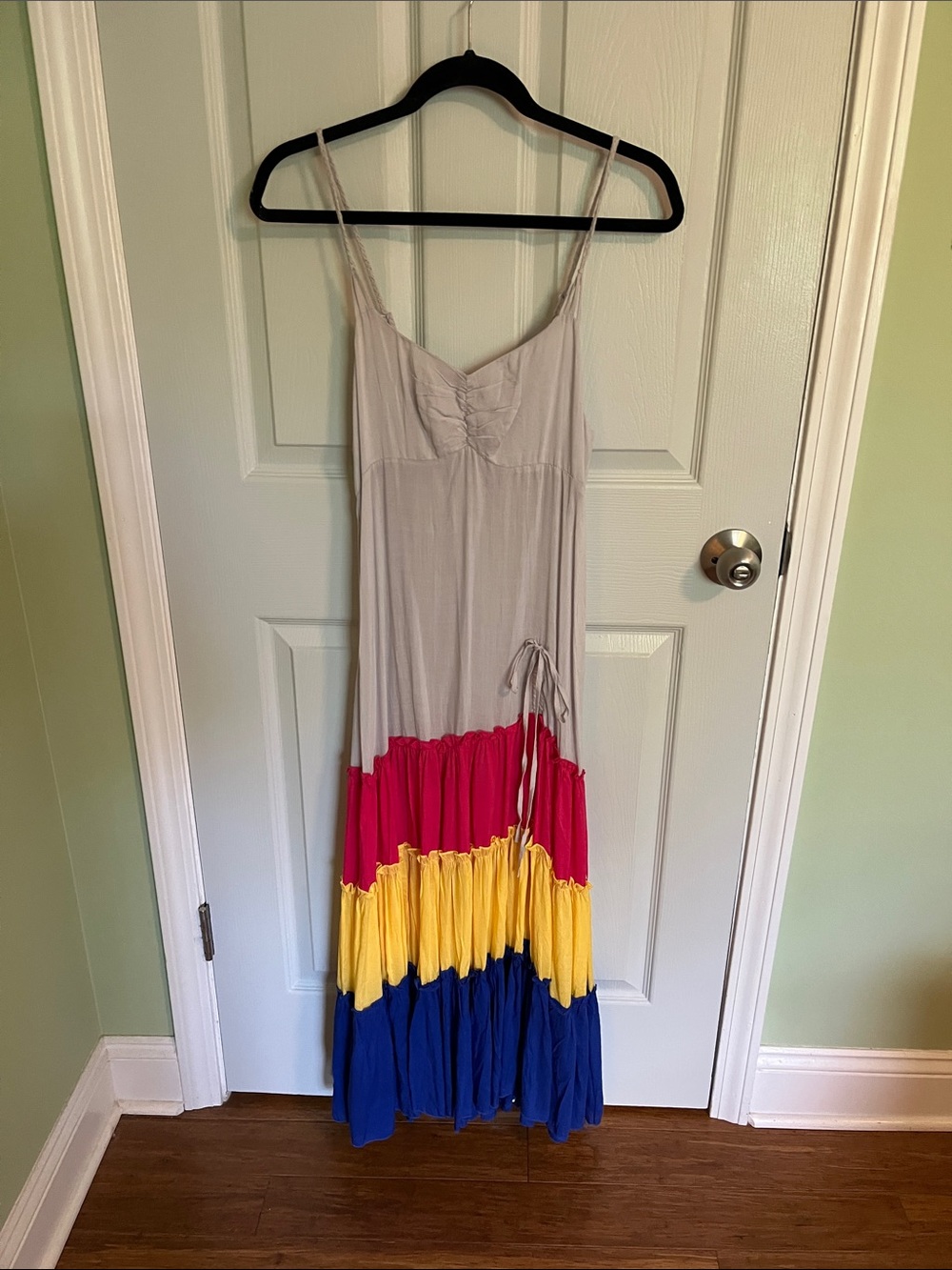 Cecico Taupe Ruched Front Sleeveless Maxi Dress